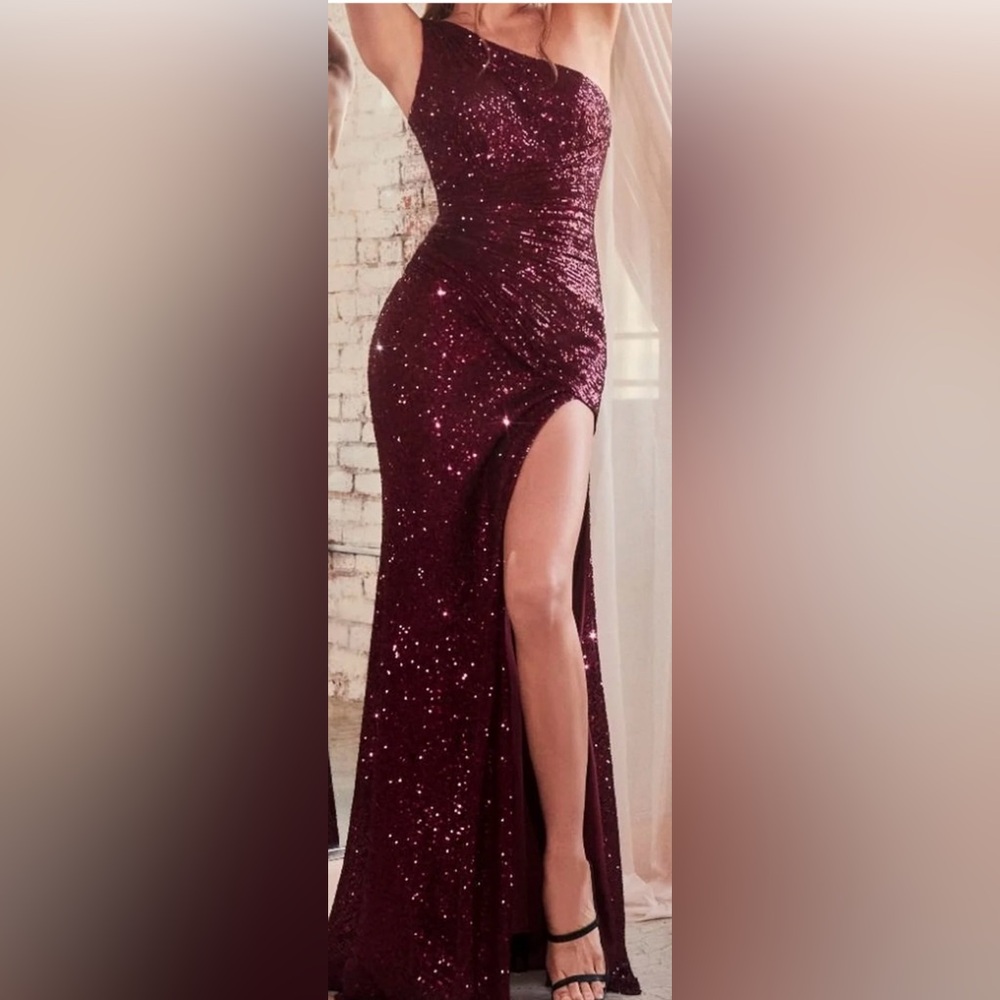 Sparkling Burgundy Sequin Gown